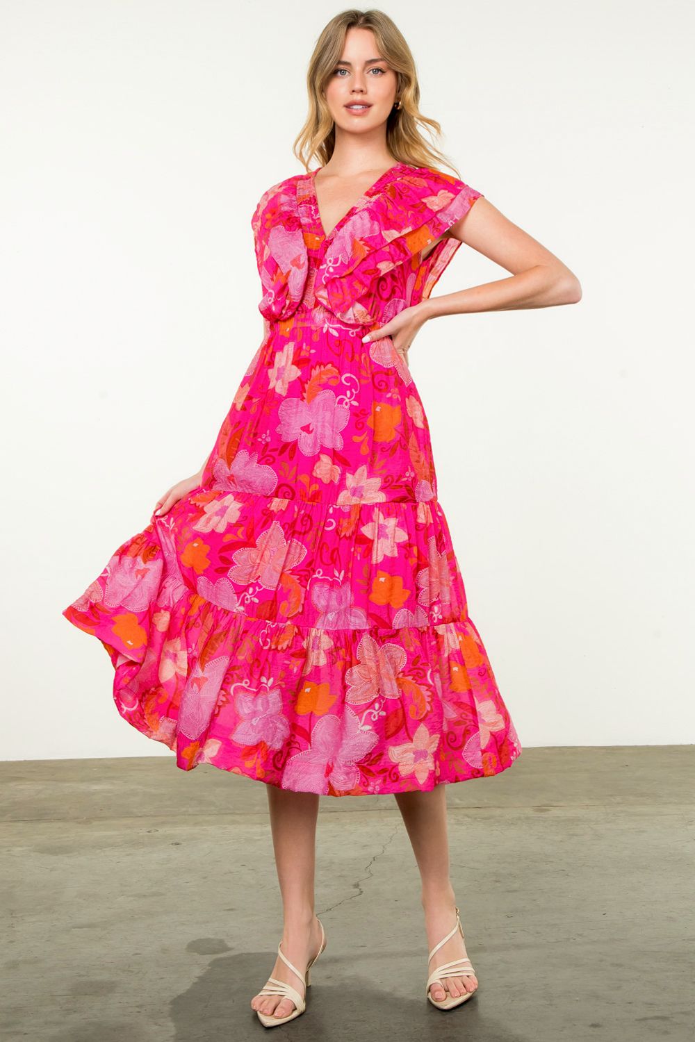 THML Ginny Flutter Sleeve Floral Dress- SALE M THML Ginny Flutter Sleeve Floral Dress- SALE M