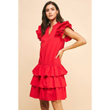 Vivianne Red Ruffle Tiered Mini PINCH Dress