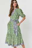 Keely Floral Print Tiered Midi Dress