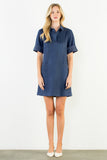 THML Gracie Collared Short Suede Solid Dress