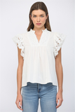 Gisela Ruffle Short Sleeve Crochet FATE Top