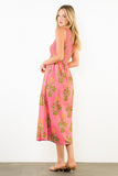 THML Lucy Sleeveless Smocked Pattern Midi Dress