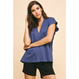 Jana Cap Sleeves V-Neck Pinch Top