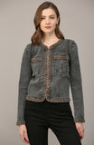 Sheri Braided Trim Washed Denim FATE Jacket