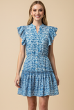 PINCH Eloise Geometric Ruffle Mini Dress
