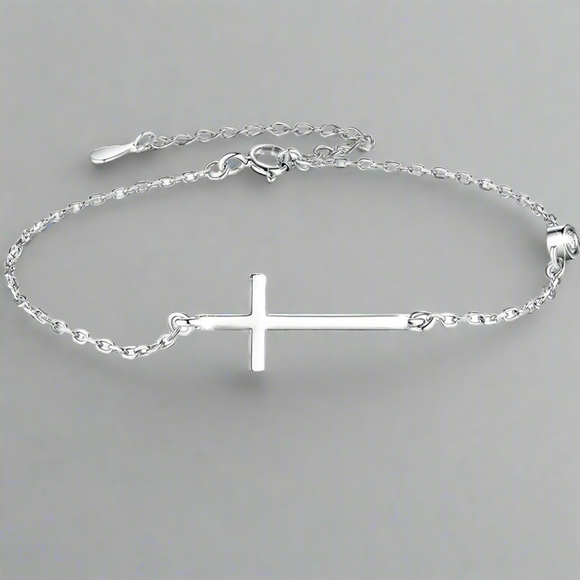 Lauren Silver Large Cross Bracelet