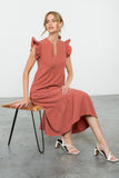 Reini Flutter Sleeve Tiered THML  Dress-SALE
