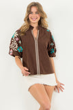 Rocio Embroidered Puff Sleeve Corduroy THML Top