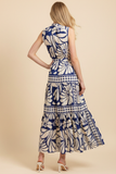PINCH Emma Floral and Geometric Print Tiered Maxi Dress