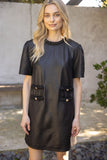 Daniela Braid Neck Double Pocket Leather VOY Dress