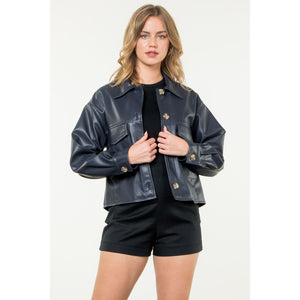 Jayne Button Up Leather THML Jacket