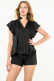 Tracy Flutter Sleeve Button Up THML Top