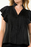 Tracy Flutter Sleeve Button Up THML Top