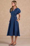 Tamil Puff Sleeves Midi Current Air Dress