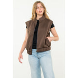 Twyla Striped Texture Zip Up THML Vest