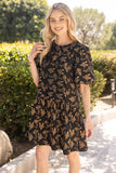 Julian Rose Printed Tier Puff Sleeve VOY Dress