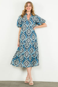 Connie Puff Sleeve Tiered Printed THML Dress