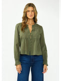 Lovestitch Diana V Neck Embroidered Button Down Top