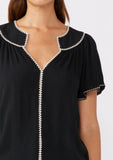 Lovestitch Kelsie Flutter Sleeve Embroidered Top