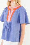 THML Arely Short Sleeve Striped  Pattern Top