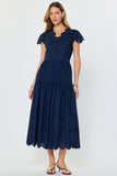 Dorothea Eyelet Embroidered Scallop Maxi Current Air Dress