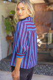 Tricia Side Cover Button Puff Sleeve Stripe VOY Top