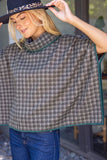 Madelyn Cowl Neck Contrast Binding Detailed Houndstooth VOY Poncho