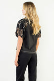 THML Grace Puff Sleeve Embroidered Top