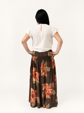 THML Ava Floral Print Skirt with Velvet Tie Waist