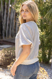 Odette Ribbed Knit Band Solid Faux Leather VOY Top