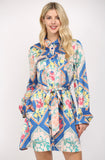 Leslie Blue Scarf Print Tie FATE Dress