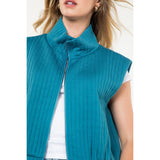 Jennifer Striped Texture Zip Up THML Vest