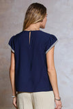 Georgia Embroidered Round Neck Flutter Sleeve Current Air Blouse