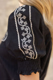 Nikki Embroidered Neck Detailed VOY Top