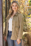 Ayla Collared Button Down Solid Suede VOY Jacket