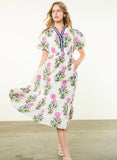 Nicole Puff Sleeve Flower Print Maxi THML Dress