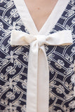 Heidi Navy Embroidered Tie VOY Dress