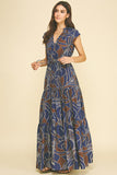 PINCH Caroline Abstract Print Tiered Maxi Dress