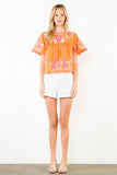 THML Avani Short Sleeve Embroidery Detail Top