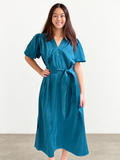 THML Carmen Short Sleeve Silk Midi Dress