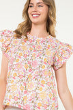 Rainey Floral Flutter Sleeve THML Top-SALE