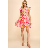 Ruby Watercolor Print Mini PINCH Dress