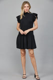 Kary Shoulder Zip Trim Ruffled High Neckline FATE Dress