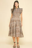 PINCH Daniela Floral Print Tiered Midi Dress