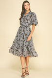 PINCH Sharon Floral Button Down Tiered Midi Dress