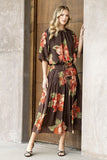 THML Ava Floral Print Skirt with Velvet Tie Waist