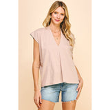 Eve Cap Sleeves V-Neck Pinch Top