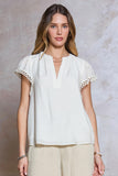 Zahra Off White Embroidered Sleeve Current Air Blouse