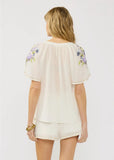 Lovestitch Lilly Floral Embroidered Button Down Top