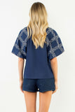 THML Anita Puff Sleeve Embroidered Top